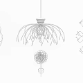 Post-modern lamp combination stylish simple metal chandelier combination 3d model