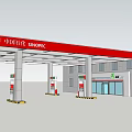 Standard SINOPEC Gas Station Exterior With Red Canopy And Fuel Pumps