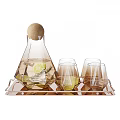 Glass Drinking Glasses Set With Infusion Bottle Cork Stopper And Fruit Decor On Tray