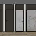 Modern Interior Doors Design With Wooden And Glass Panel And Plant Decoration