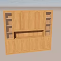 Wooden Light Wood Tone Sideboard with Open Shelves Middle Platform and Closed Cabinets