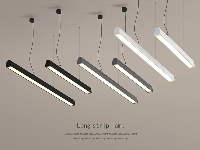 Modern Long Strip Pendant Lights Black And White Hanging Decorative Lighting Fixtures 3d model
