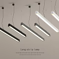 Modern Long Strip Pendant Lights Black And White Hanging Decorative Lighting Fixtures