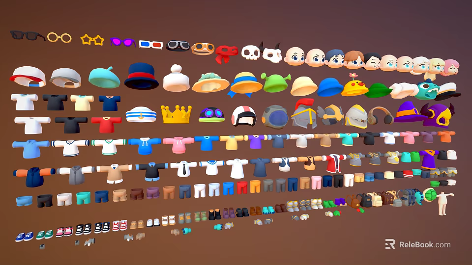 Diverse Fashion Clothing Accessories Collection With Hats Shirts And Various Apparel Items 3d model 