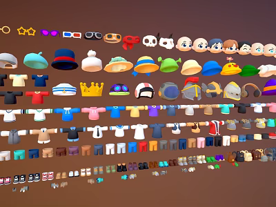 Diverse Fashion Clothing Accessories Collection With Hats Shirts And Various Apparel Items 3d model