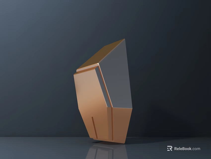 Sleek Modern Display Shelf With Metallic Geometric Structure And Glass Panel 3d model 