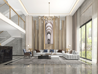 Light Luxury Duplex Living Room Villa Lobby Chandelier Wall Lamp 3d model