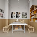Modern Book Art Space Interior With Art Installations And Displays 3d model