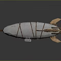 Steampunk Spacecraft Model Featuring Wooden Base Airship Design And Metal Details