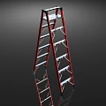 Red Folding Household Ladder With Sturdy Metal Steps And Lightweight Portable Design