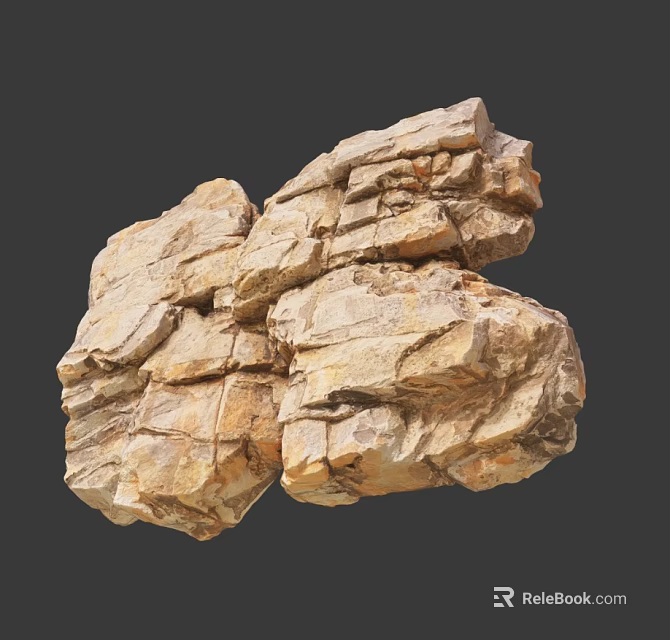 Natural Stone Wood Decorative Piece With Rough Texture And Organic Design 3d model 