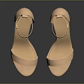 Women's Beige Block Heel Sandals With Ankle Strap And Open Toe