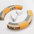 Modern Public Chair Library Bookstore Curved Card Seat Sofa Bookcase Bookshelf 3d model
