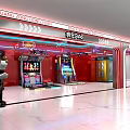 Spacious Arcade Featuring Neon Lights Game Machines Dance Machines Red Decor And Blue Lighting