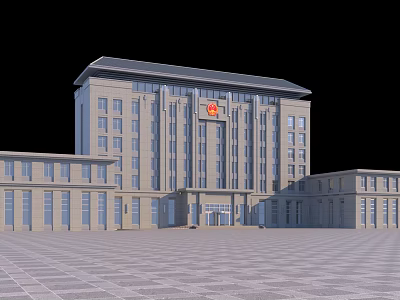 Modern Office Building Exterior Design With Spacious Plaza And Light Facade 3d model
