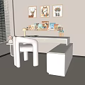 Pink Desk Interior With White Chair Lamp Open Book Wall Shelf And Window Blinds