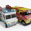 Colorful Food Trucks With Mr Snack And Hot Dog Logos Striped Awning Antenna And Lights
