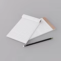 Open Lined Notebook With White Pages Brown Cardboard Edge And Black Pencil