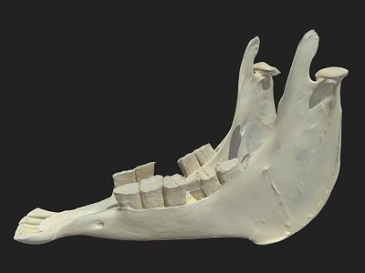 Game Movie Character White Jawbone Skeleton Model With Teeth Structure On Black Background 3d model