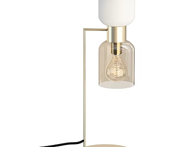 Modern Table Lamp With White Lampshade Gold Metal Stand And Transparent Glass 3d model