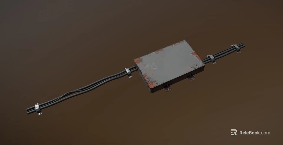Industrial Equipment With Durable Metal Enclosure And Attached Black Cables For Industrial Use 3d model 