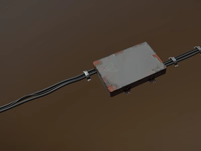 Industrial Equipment With Durable Metal Enclosure And Attached Black Cables For Industrial Use 3d model