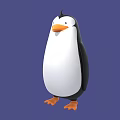 Cute Cartoon Penguin With Black And White Body Orange Beak And Feet On Purple Background
