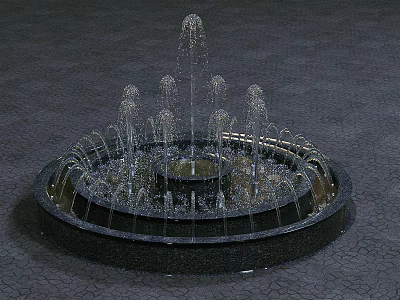 Decorative Circular Garden Ornament Fountain With Multi Tiered Water Jets And Flowing Water 3d model