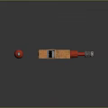 Orange Red Sci Fi Weapon With Vintage Industrial Design Mechanical Handle And Gas Cylinder