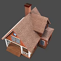 Charming Detached House With Brown Tile Roof Chimney Porch And White Railings