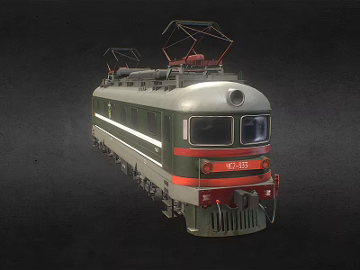 Classic Green Electric Train Locomotive with Red Stripes Pantographs and SY00 Number 3d model