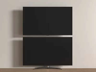 Sleek Black Modern Television With Metal Stand Against Light Colored Wall 3d model