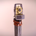 Two Surveying Instruments With Yellow Body Brown Straps And Metal Tripod Stands
