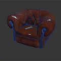 Classic Red Leather Armchair with Tufted Design Wooden Legs and Vintage Style