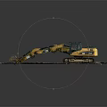 Yellow Excavator On Sand Ground With Track Marks At Construction Site 3d model
