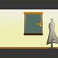 White Coat Hanging On Metal Hanger In Room With Yellow Floor And Window