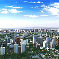 Aerial View Urban Planning With High Rise Buildings Green Areas Blue Sky And White Clouds