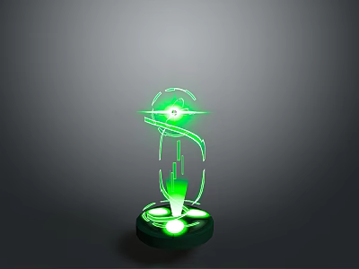 Vibrant Green Natural Scenery With Luminous Glowing Elements And Gray Background 3d model