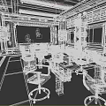Future School Rear Classroom Cyber School Desks and Chairs Multimedia Teaching Industrial Wind Meeting Room 3d model
