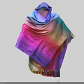 Colorful Rainbow Gradient Shawl with Fringes on Edges Soft Lightweight Fabric for Fashionable Look