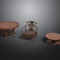 Traditional Wooden Furniture Set With Round Table Chair And Side Table