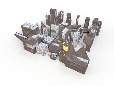 Scene Building Model Components With Various Shapes Sizes Gray Brown Stones Bricks 3d model