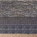 Textured Building Exterior Wall Design With Stone Slate Pebble And Brick Elements 3d model