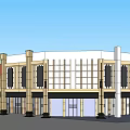 Modern Commercial Complex Exterior Design With Large Windows Columns And Multiple Buildings 3d model