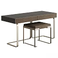Modern Elegant Dressing Table Designs With Metal Frames And Matching Stools 3d model