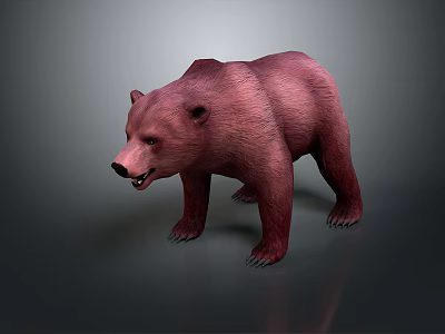 Realistic Pink Bear 3D Model in Standing Pose on Gray Background 3d model