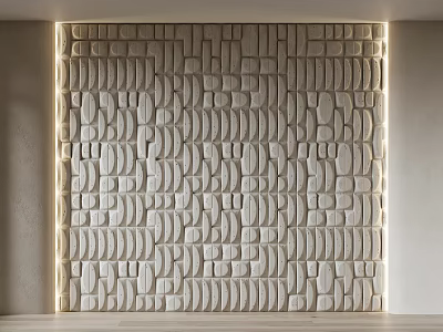 Textured Stone Wall Design With Modern Decorative Patterns And Ambient Lighting 3d model