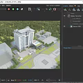 Aerial Planning of Modern Hospital Building With Greenery Plaza and Road Layout