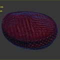 Red Round Hat With Striped Surface And Polka Dot Details Featuring Black Trim