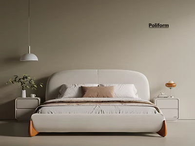 Modern Bedroom Interior Design With Upholstered Headboard Wooden Nightstands And Table Lamp 3d model